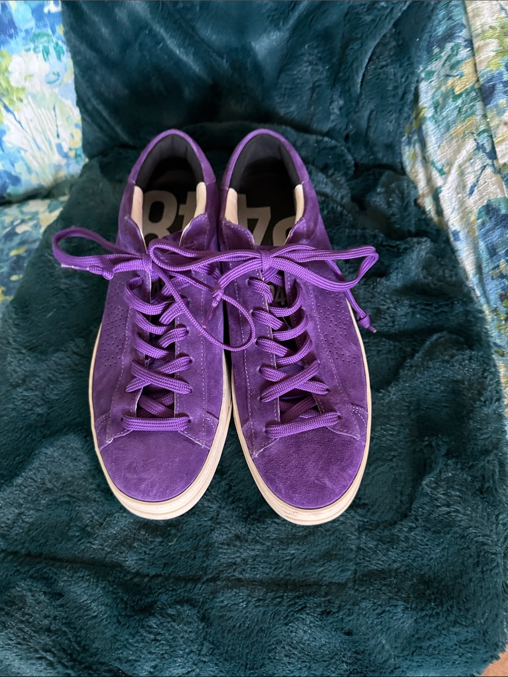 P448 Purple Suede Low-Top Sneakers with White Sole